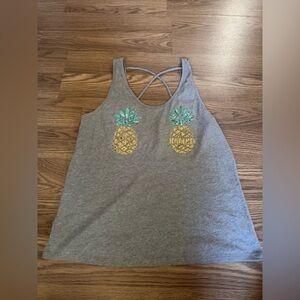 PINK Hawaii Victoria's Secret Gray Tank Top with Pineapple Design